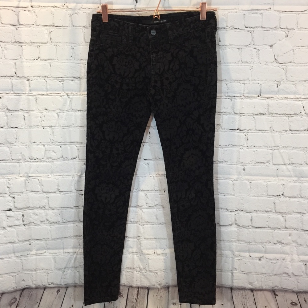 Sneak Peek Black Velvet Floral Detail Jeans